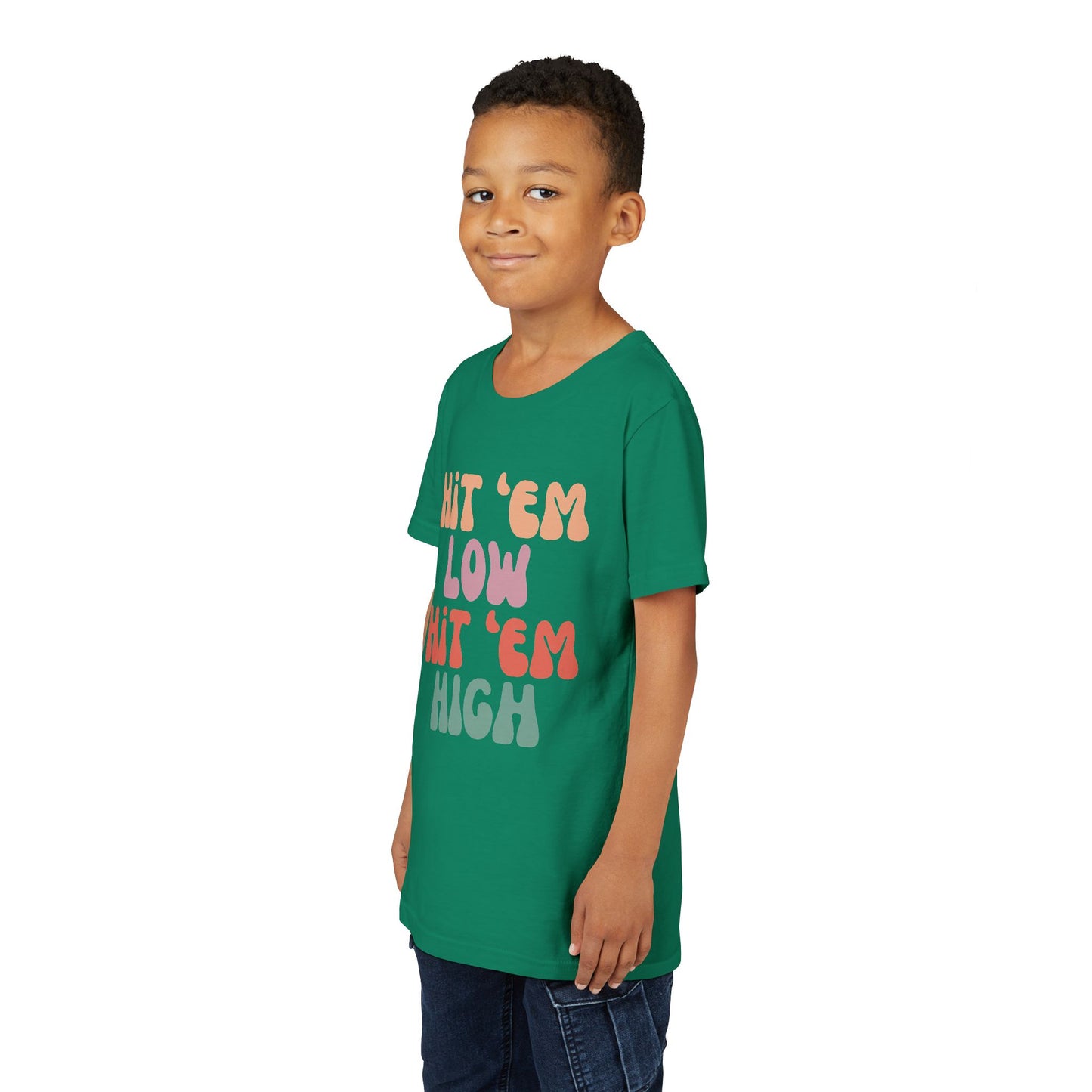 Hit 'em Low. Hit 'em High. - Unisex Kids Tee