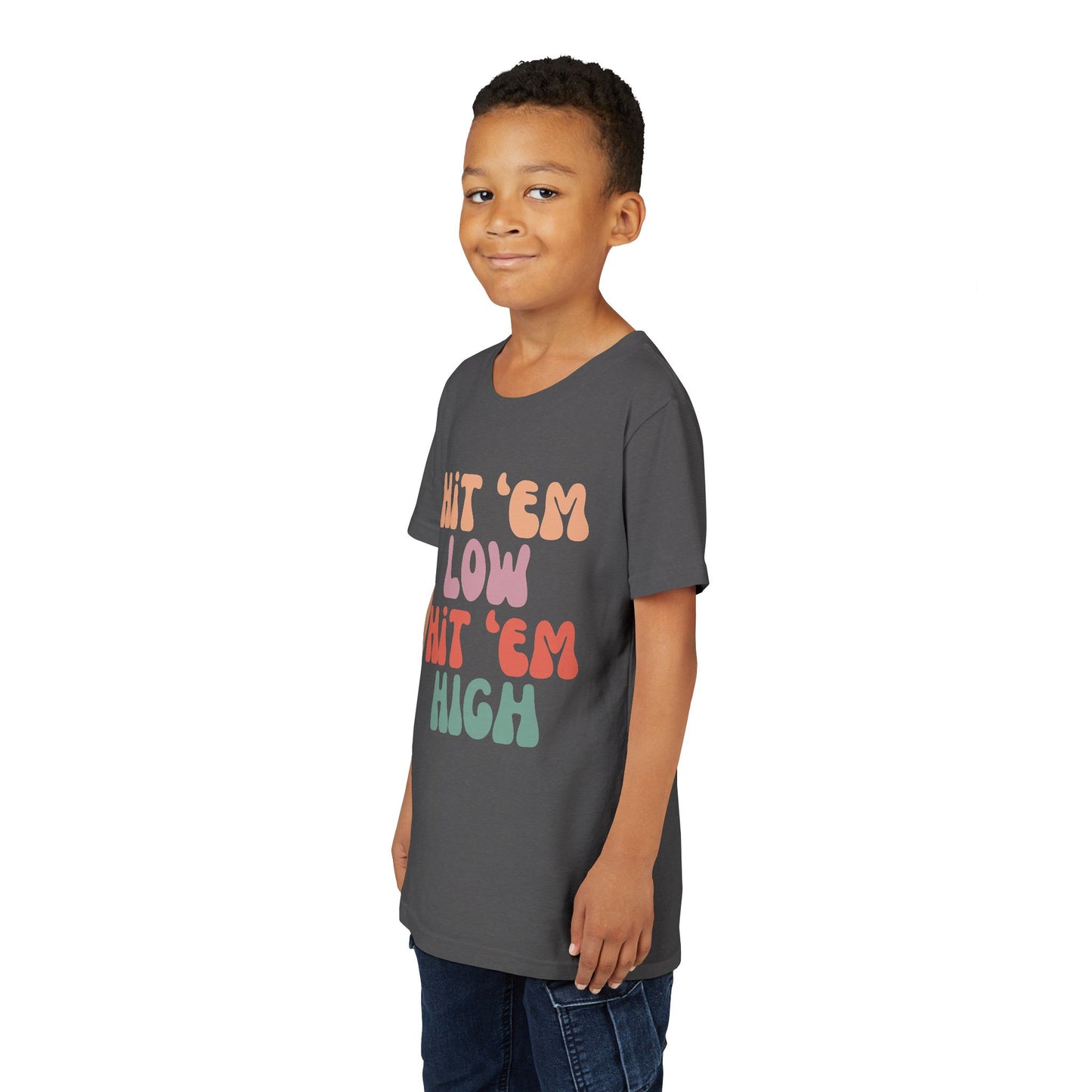 Hit 'em Low. Hit 'em High. - Unisex Kids Tee