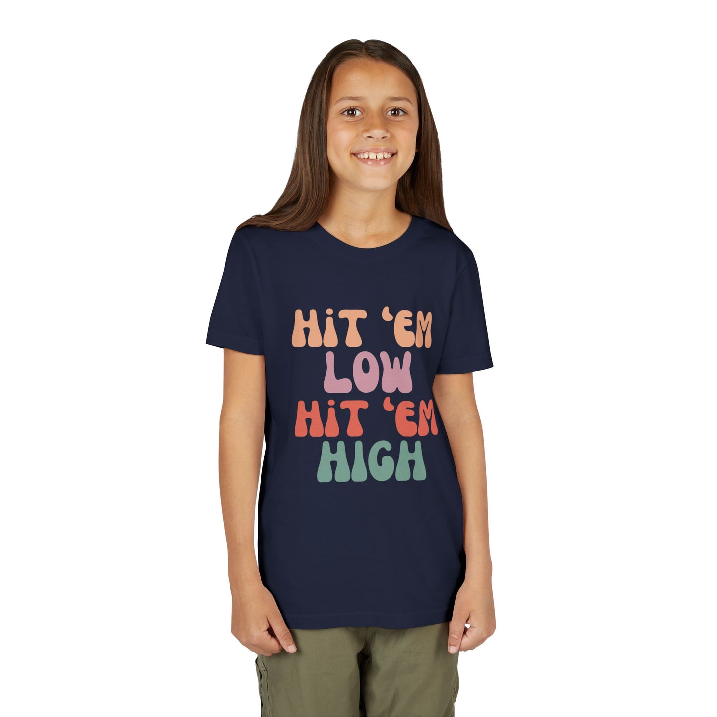 Hit 'em Low. Hit 'em High. - Unisex Kids Tee