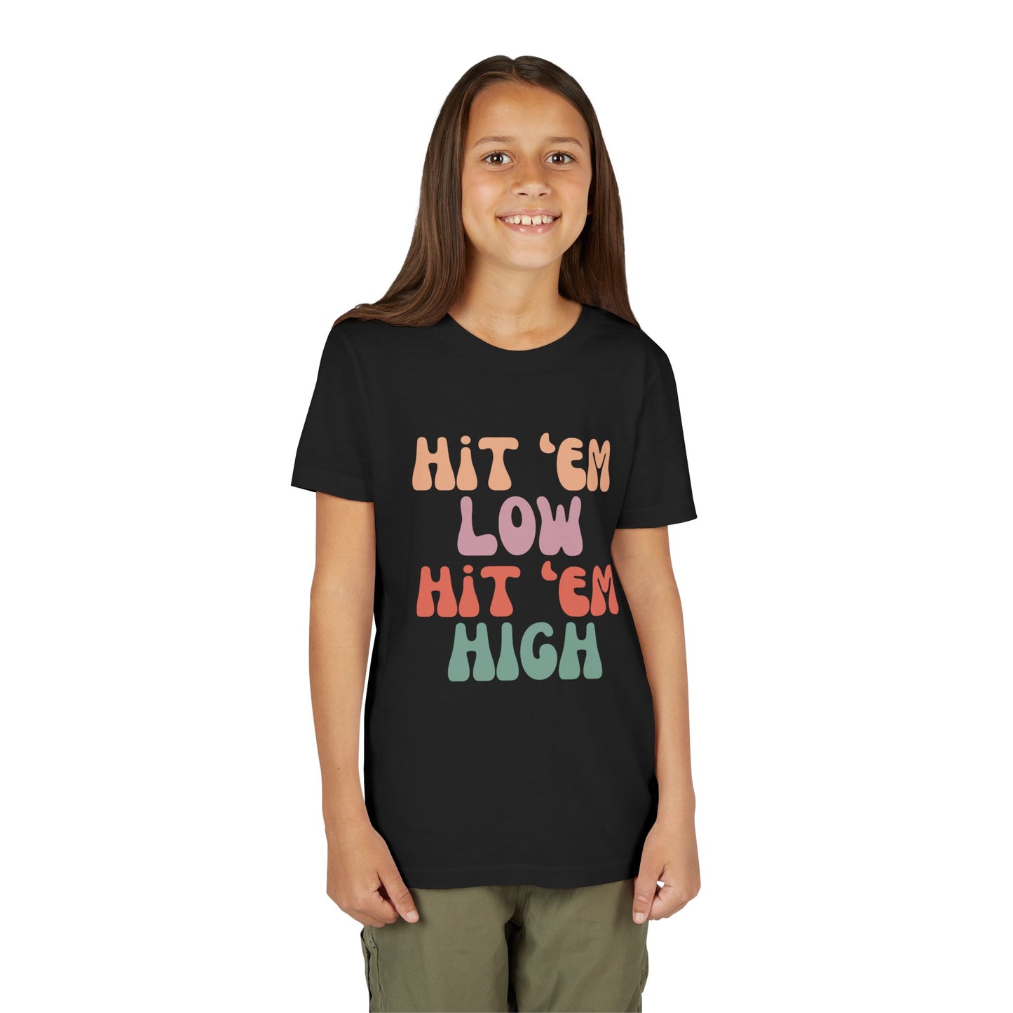 Hit 'em Low. Hit 'em High. - Unisex Kids Tee