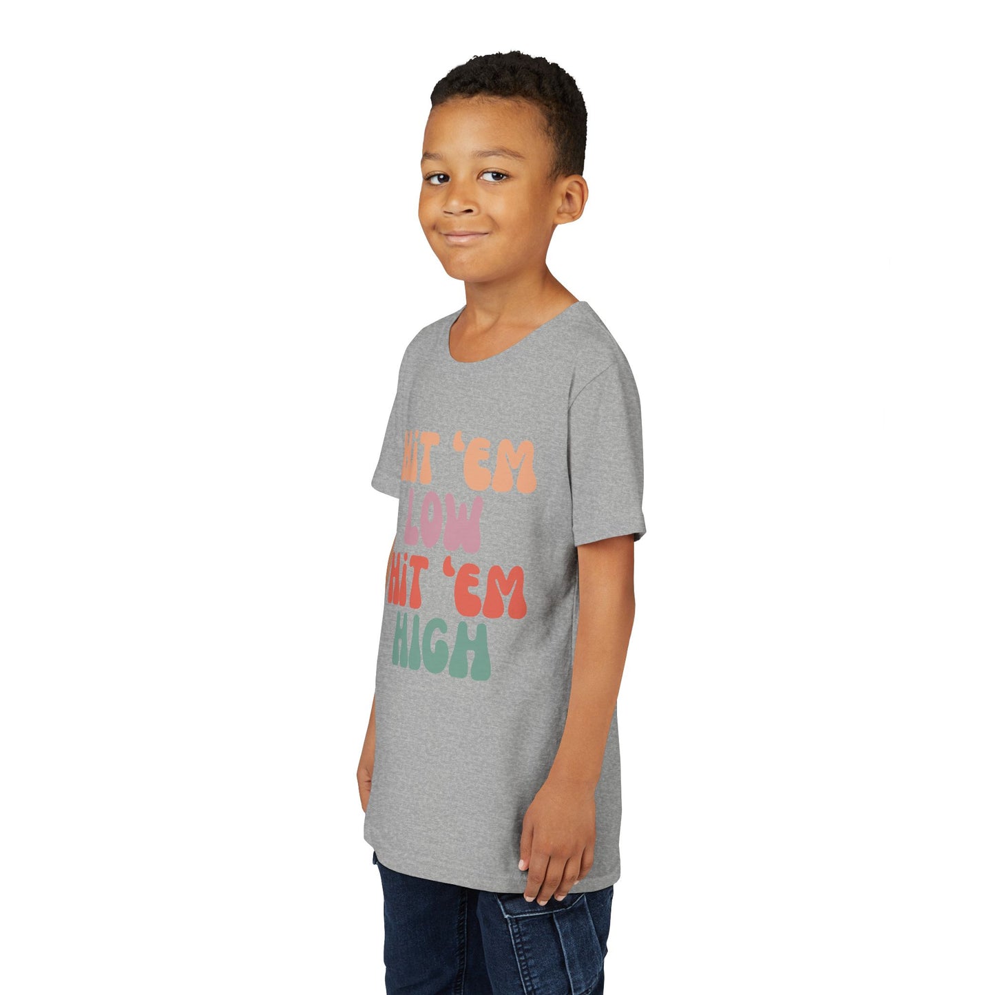 Hit 'em Low. Hit 'em High. - Unisex Kids Tee