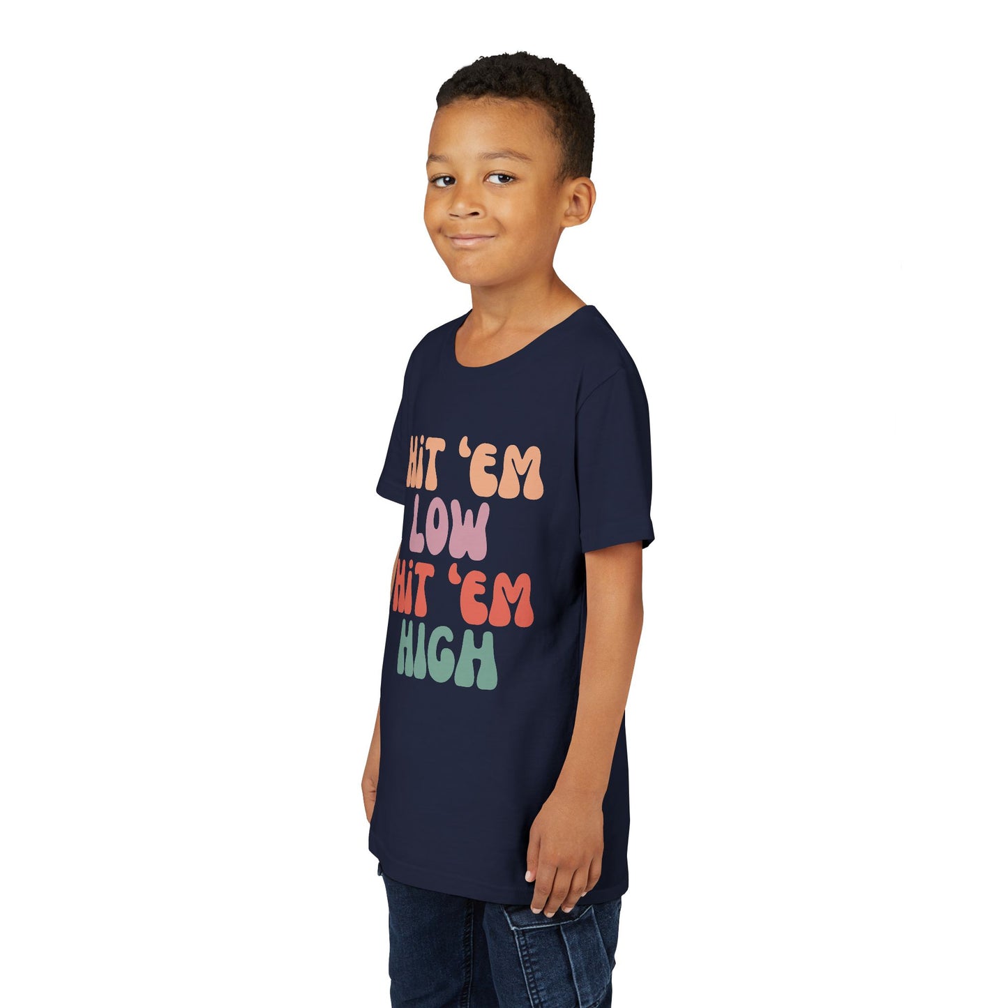 Hit 'em Low. Hit 'em High. - Unisex Kids Tee