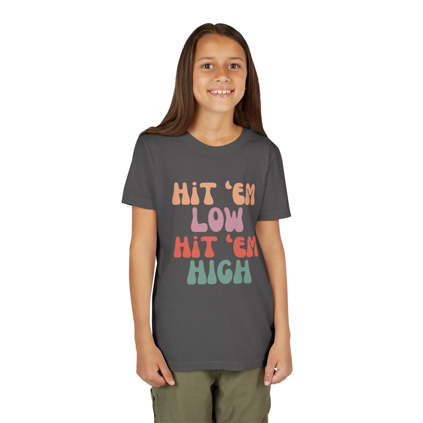 Hit 'em Low. Hit 'em High. - Unisex Kids Tee