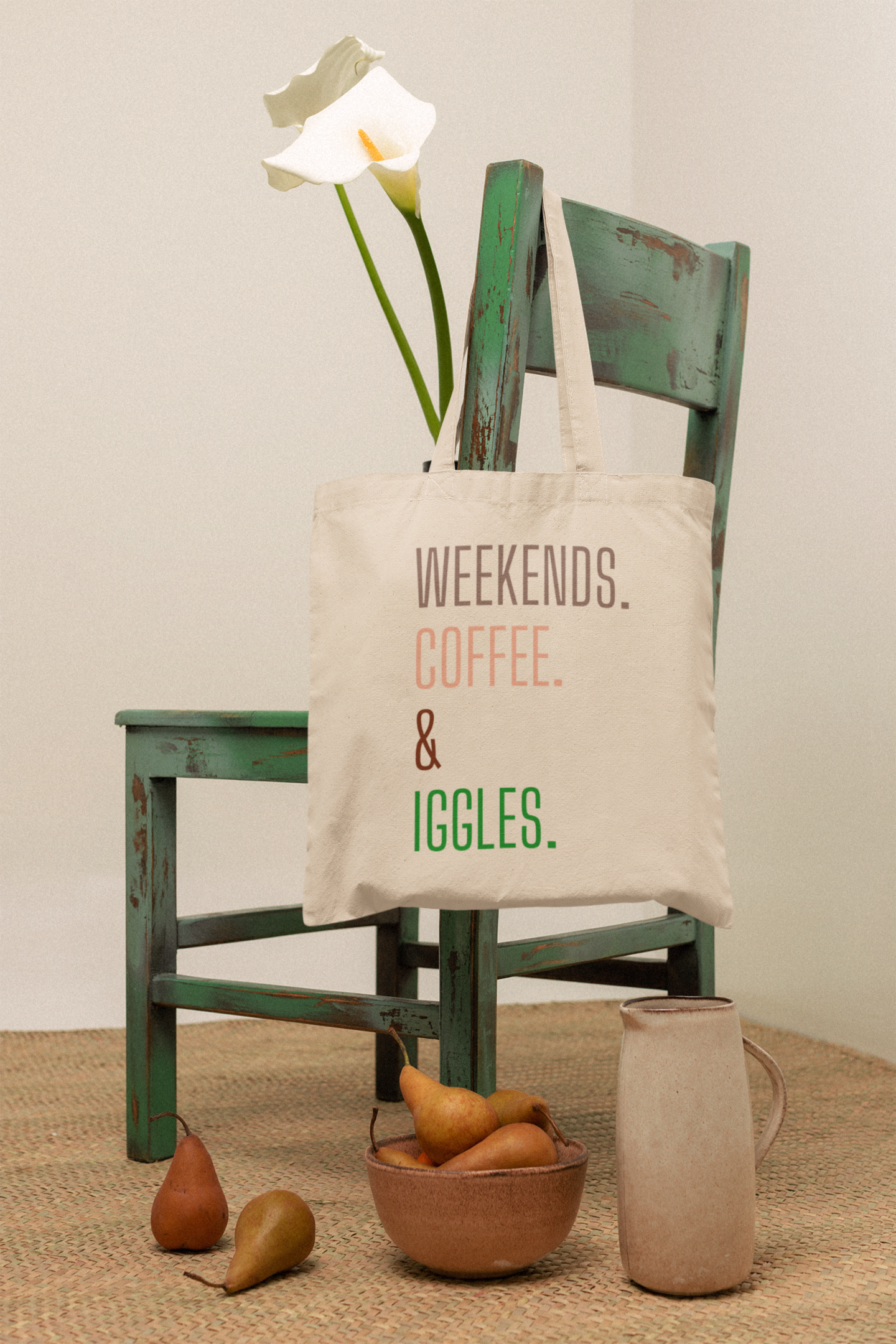 Weekends. Coffee. Iggles - Cotton Canvas Tote Bag