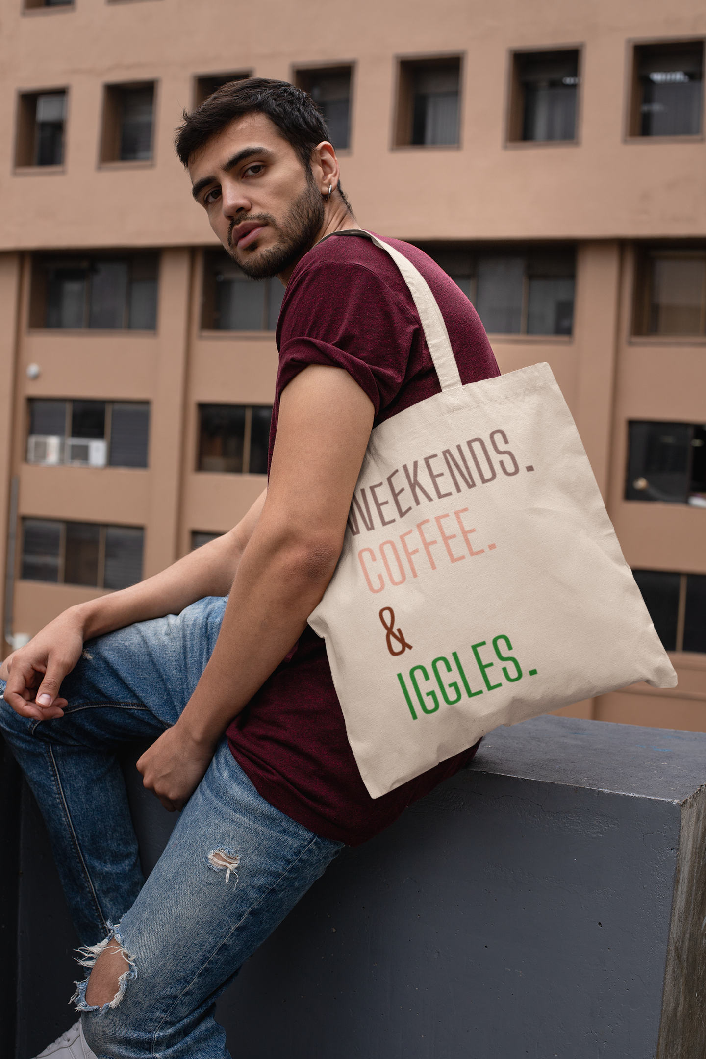 Weekends. Coffee. Iggles - Cotton Canvas Tote Bag