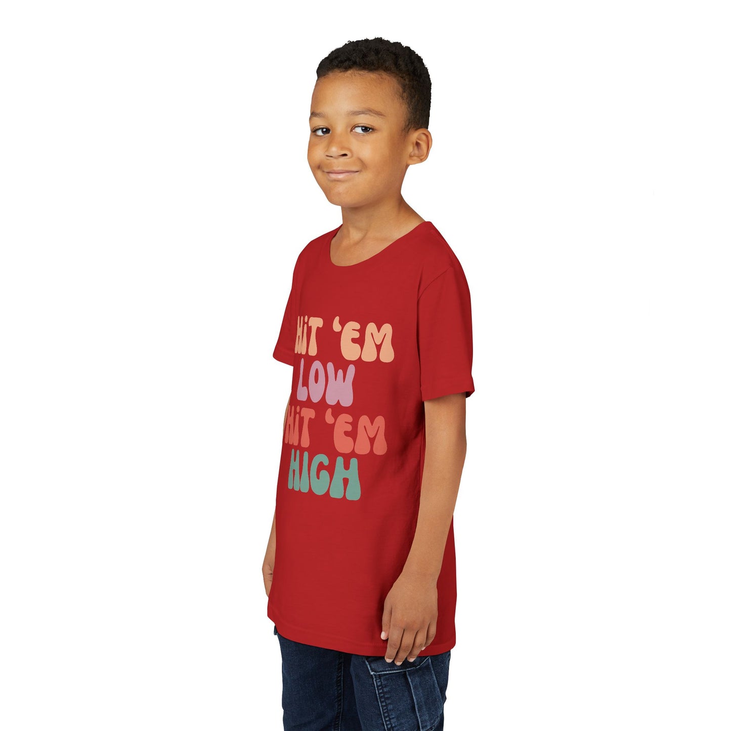 Hit 'em Low. Hit 'em High. - Unisex Kids Tee