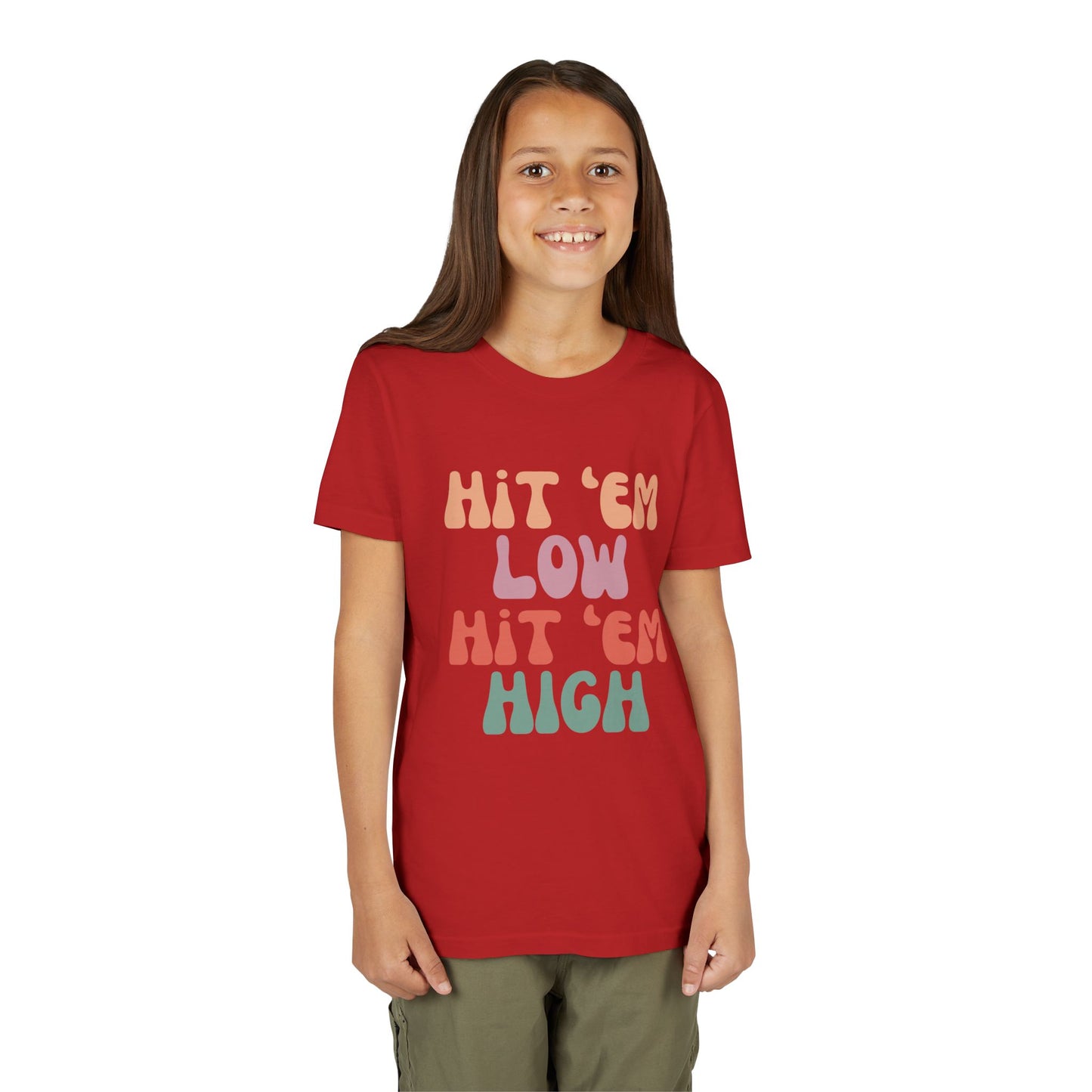 Hit 'em Low. Hit 'em High. - Unisex Kids Tee