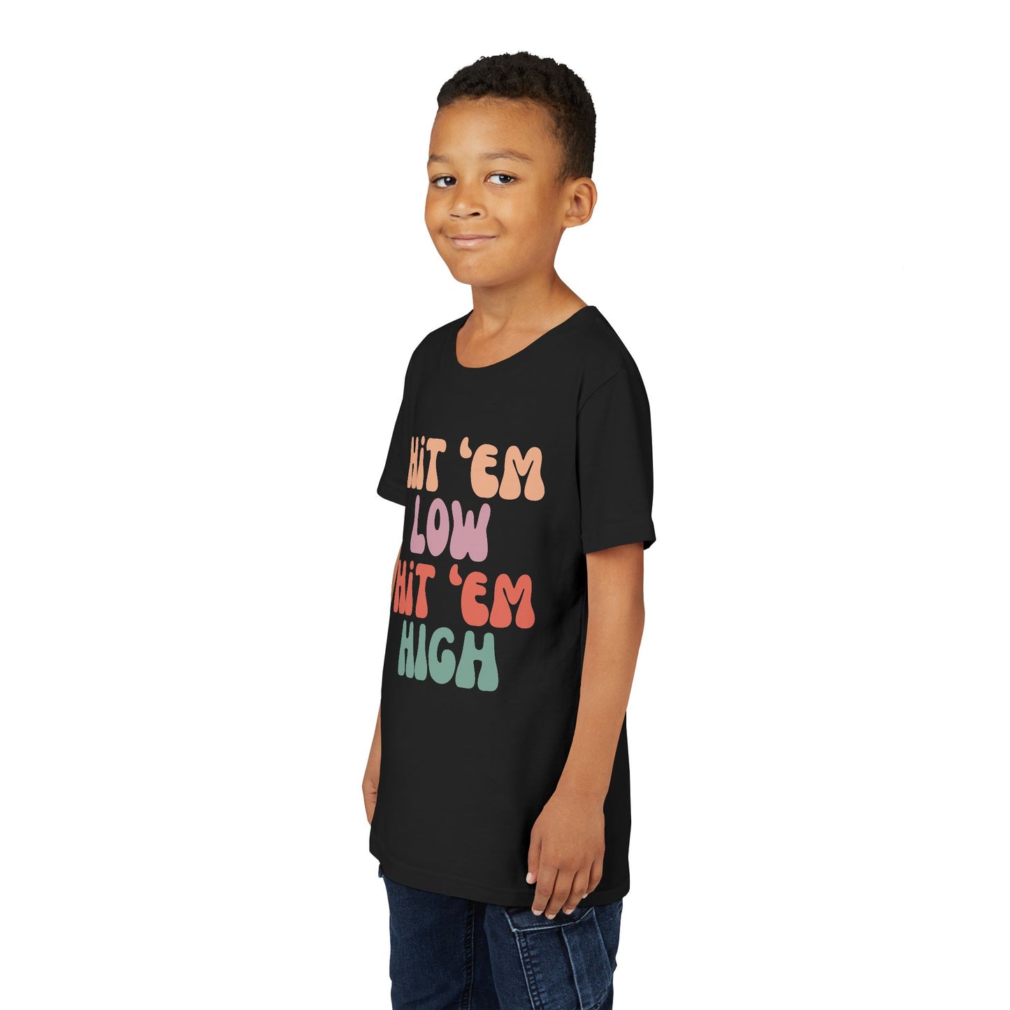 Hit 'em Low. Hit 'em High. - Unisex Kids Tee